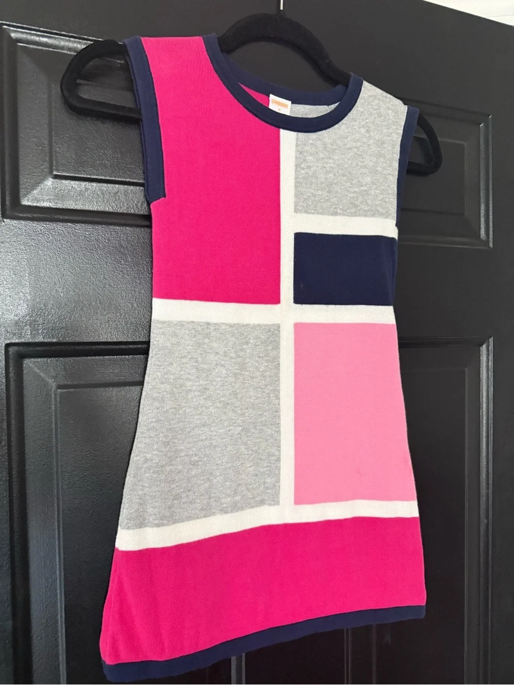 Gymboree girls navy blue pink colorblock sweater dress 6